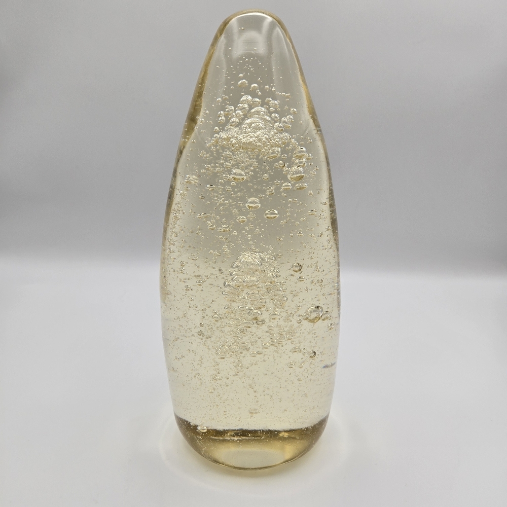 Hand Blown Solid Bubbled Glass Large Tall Heavy Paperweight Dome Egg Shaped